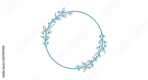 blue floral wreath, circular decoration