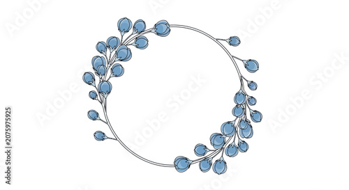 blue floral wreath, delicate circle
