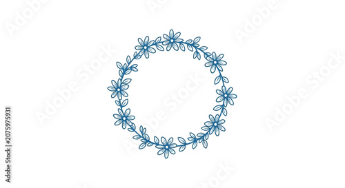 blue floral wreath, delicate flowers