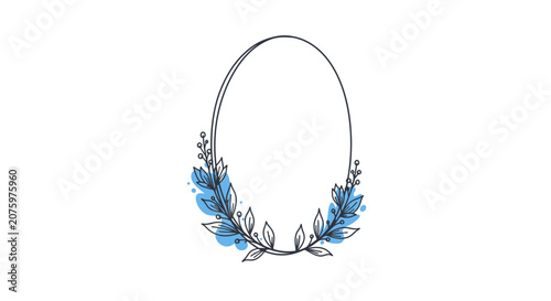 blue floral wreath, minimalist design