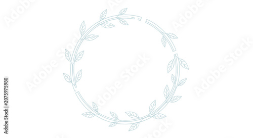 blue floral wreath, minimalist leafy circle