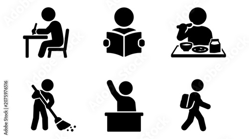 School Life Pictogram Icon Set