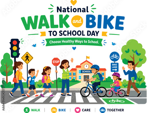 Children Walking and Riding Bikes.