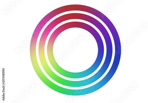 Abstract Rainbow Gradient Concentric Circle Rings Isolated on Transparent Background