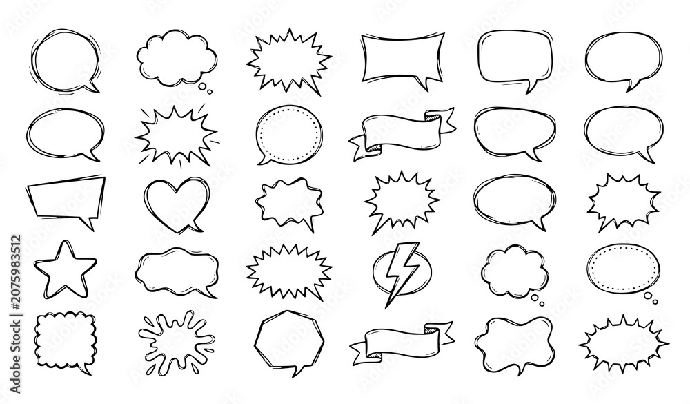 Fototapeta premium set of hand drawn speech bubbles