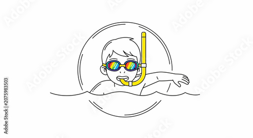 boy snorkeling, kid in water
