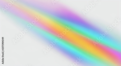 Vibrant diagonal spectrum of light creating a soft rainbow gradient effect across a clean white background with smooth artistic texture