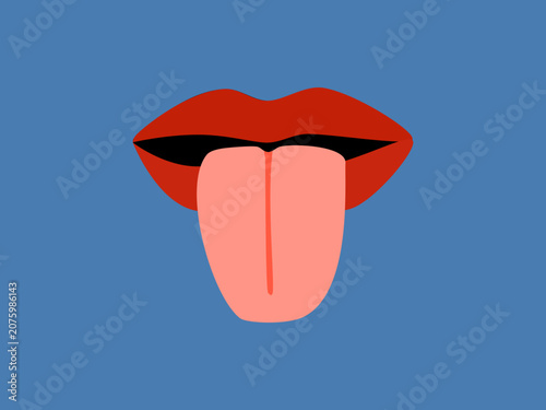 mouth with a tongue sticking out, mockery concept