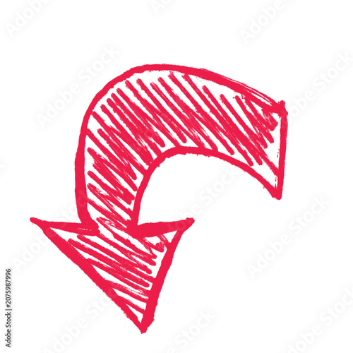 e: Hand Drawn Red Scribbled Arrow Pointing Down Left