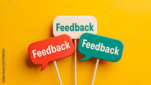 Colorful feedback speech bubbles representing customer review and opinion concept