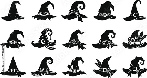 Canvas Print Black and white of cartoon ravens perched on tree branches bird crow