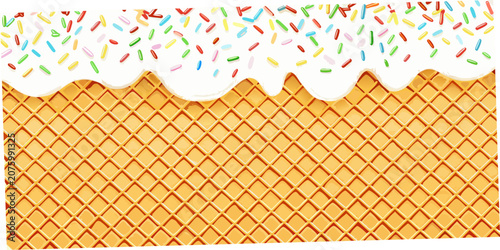 Ice Cream Cone With Sprinkles Colorful Vector Illustration