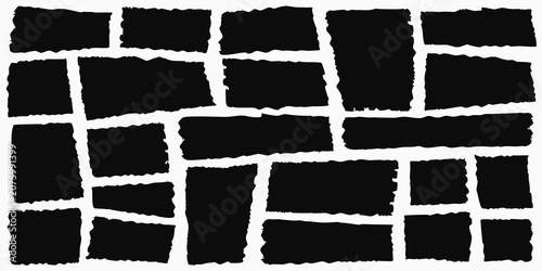 Canvas-taulu Torn Paper Silhouettes On White Background Distressed Texture Collection