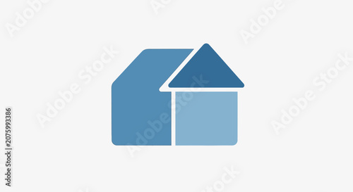 Blue geometric house home icon design.