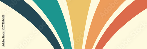 Abstract colorful 70s background vector. Vintage retro wallpaper with rainbow stripes and wavy lines.