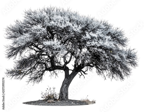 Single pine tree standing alone in a field.