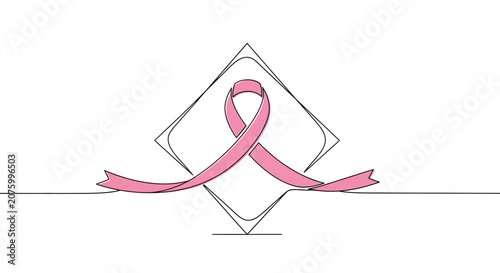 Pink Ribbon Awareness Symbol - Breast Cancer Support - Minimalist Design