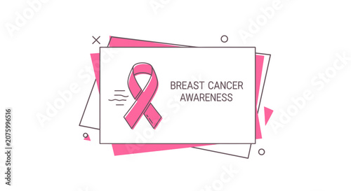 Pink Ribbon Breast Cancer Awareness Graphic Design Flat Style