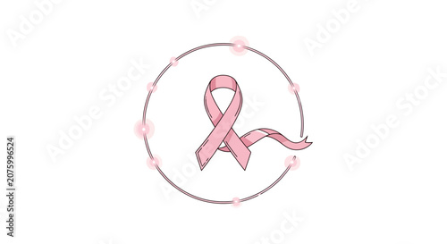 Pink Ribbon Cancer Awareness Symbol with Floral Wreath