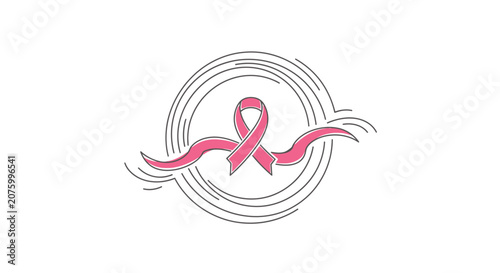 Pink Ribbon Circular Design - Breast Cancer Awareness Symbol