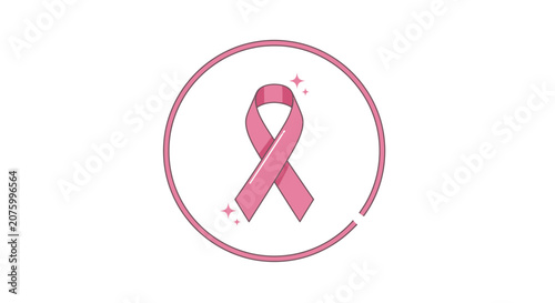 Pink Ribbon Symbol for Breast Cancer Awareness - Clean Icon