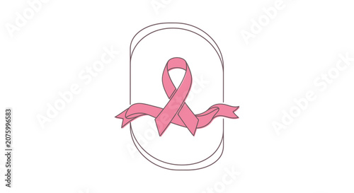 Pink Ribbon Symbol for Breast Cancer Awareness inside a Minimalist Frame