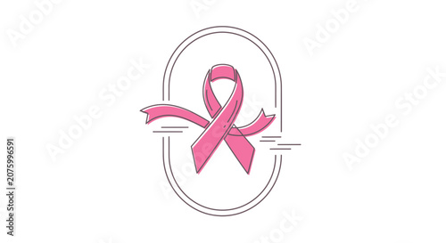 Pink Ribbon Symbol for Breast Cancer Awareness Inside Oval Frame Vector Art