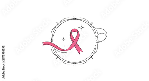 Pink Ribbon Symbol of Breast Cancer Awareness in Elegant Frame