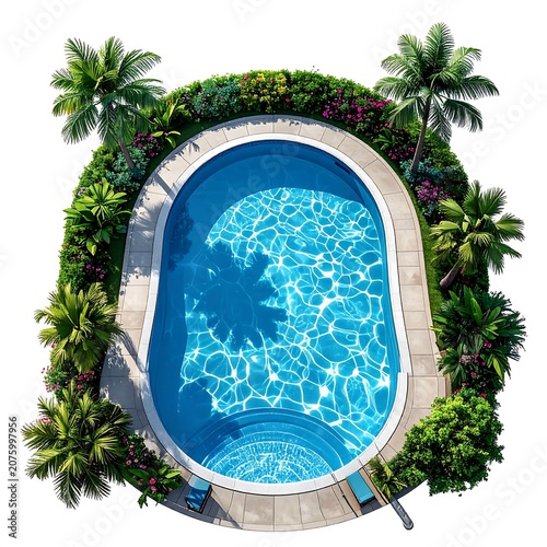Tropical island aerial view with crystal clear blue water.