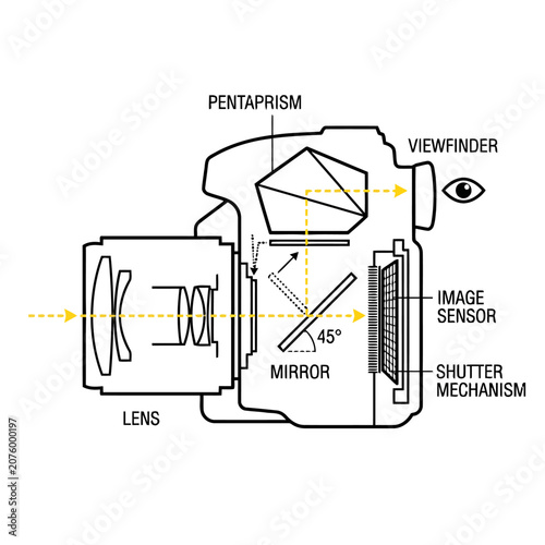 DSLR Camera Optical Path Cross Section Diagram
