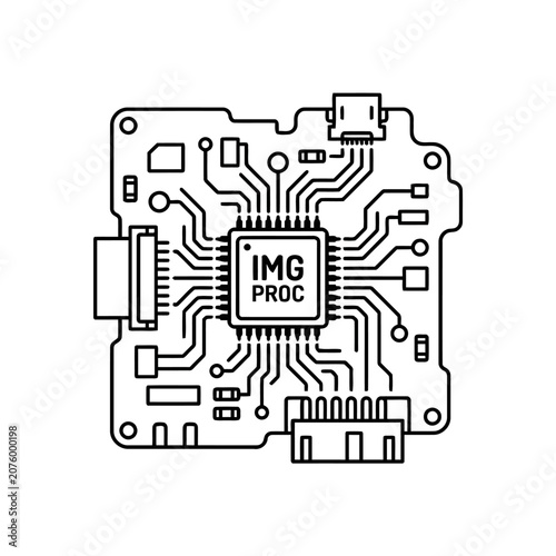Digital Camera Image Processor Chip Line Icon
