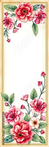 Beautiful floral design on a vintage-style greeting card frame, flowers, classic
