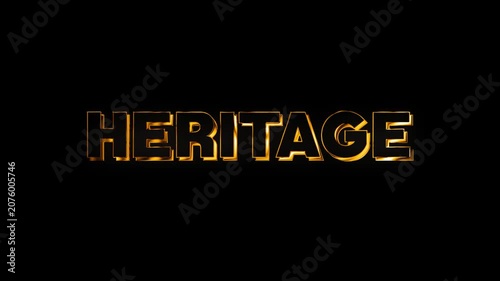  A 3d Heritage text design with golden shine and beam light animation