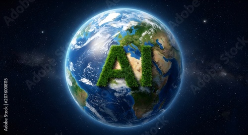 green AI on earth glob