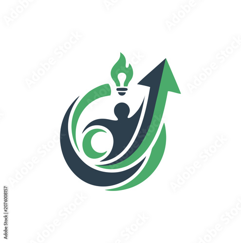 Modern and professional human success logo with light bulb arrow.