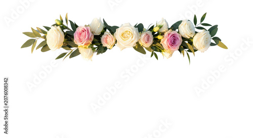 A Beautiful Horizontal Garland Of Mixed White And Pastel Pink Rose Blooms