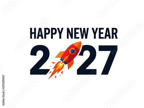 2027, happy new year, new year, new year 2027, rocket, rocket launch, celebration, holiday, greeting, greeting card.