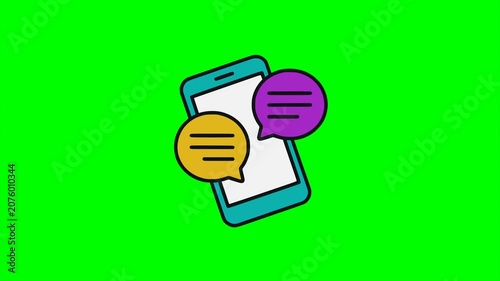 smartphone with speech bubble chat message text communication conversation animation HD 4K