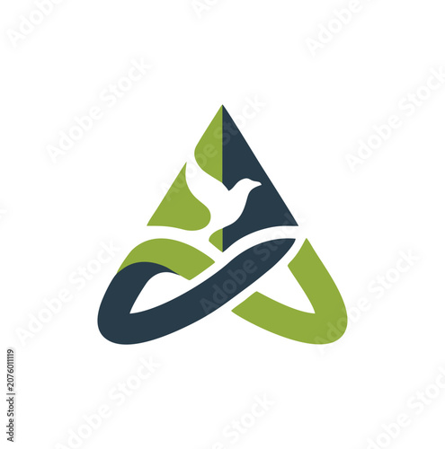 Professional and modern abstract flying bird triangle alphabet A logo.