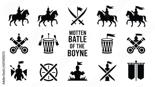 Tableau sur toile Silhouette icons of battle of the boyne warfare