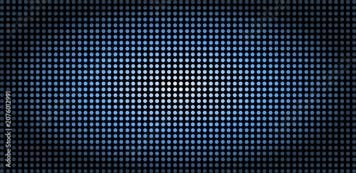 Abstract blue led screen light grid background texture. Futuristic digital dot matrix pattern template for technology banner, stage backdrop, or electronic poster.