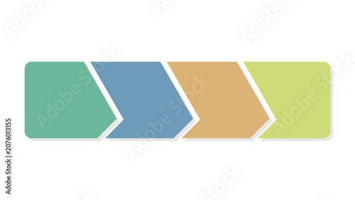 Minimalist infographic chevron arrow 4 steps process chart template. Pastel horizontal timeline vector illustration layout for business presentation diagram.