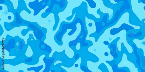 Photos Blue organic camouflage pattern fluid shapes and varying shades