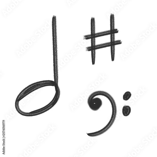 Obraz na plátně Music notes minim sharp bass doodle black marker