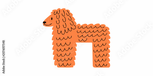 Orange dog illustration with wavy texture on a white background