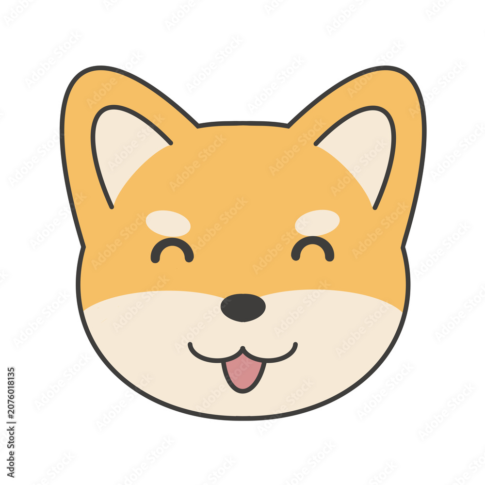Fototapeta premium 笑顔の柴犬の顔のイラスト素材