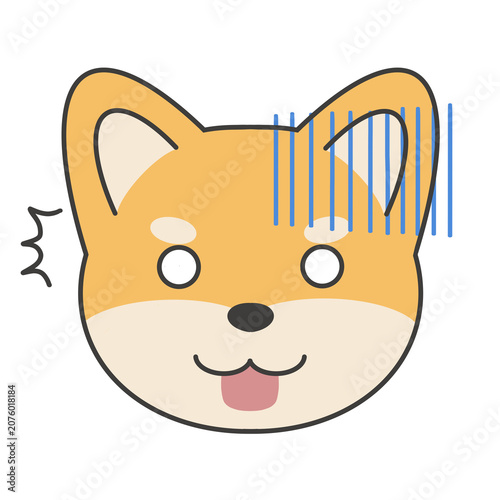 ショックを受けた柴犬のイラスト素材