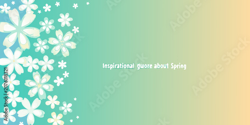 Floral ornament with gradient background pastel colors and delicate petals