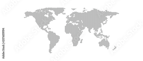 Foto Abstract World Map Vector Illustration on Black and White Background with Global