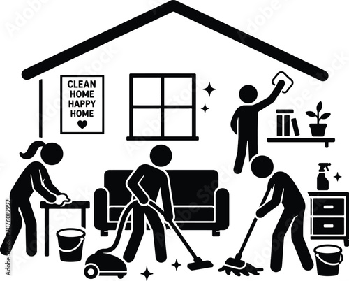 House Cleaning Service Illustration with Professional Cleaners and Home Maintenance Concept